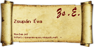 Zsupán Éva névjegykártya